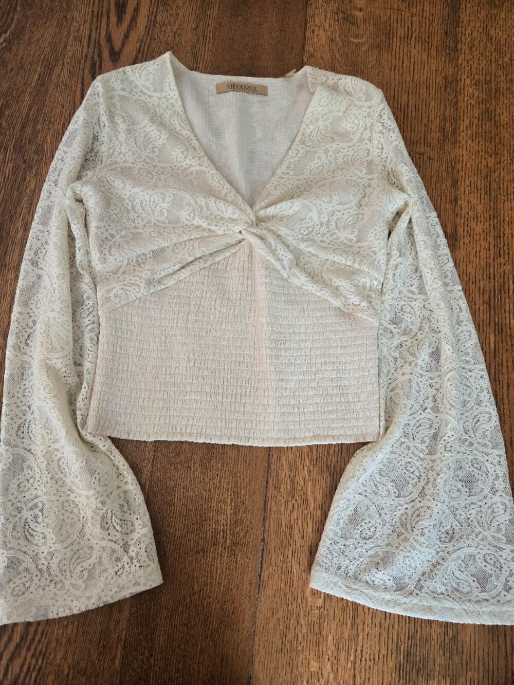 Lace Bell Sleeve Long Sleeve Top